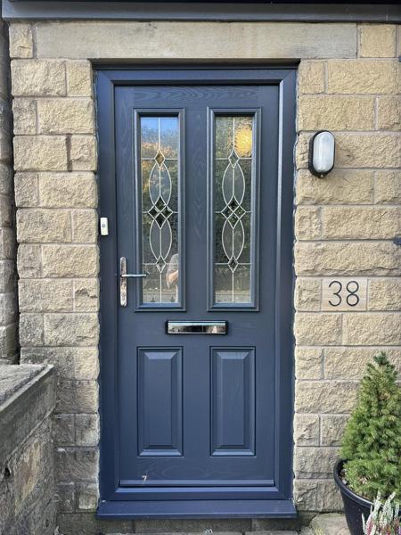 Navy composite door fitted by Bleaklow Windows